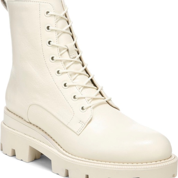 Sam Edelman Garrett Modern Ivory Leather Platform Combat Boots Sz 8 Read - Picture 3 of 8